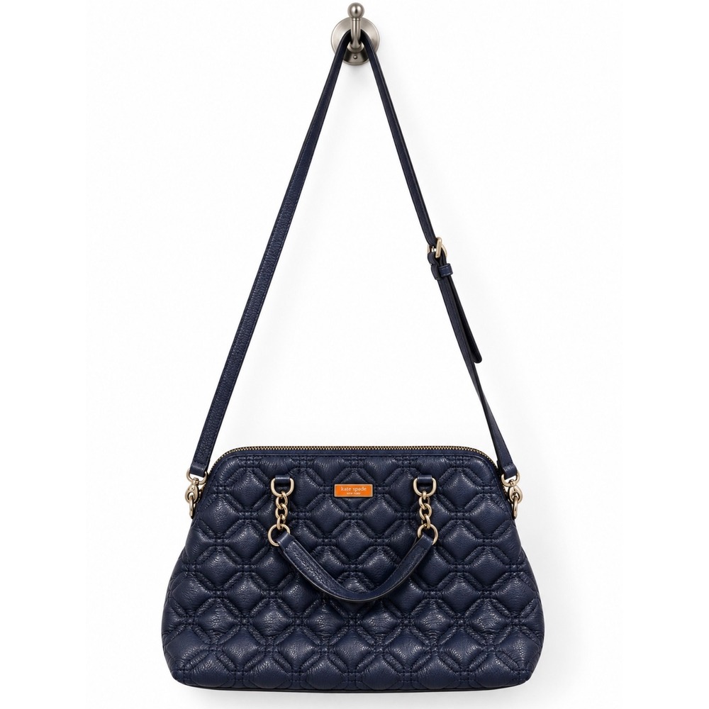 Kate Spade Emerson Place Phoebe Navy Quilted Leather Satchel Crossbody Bag